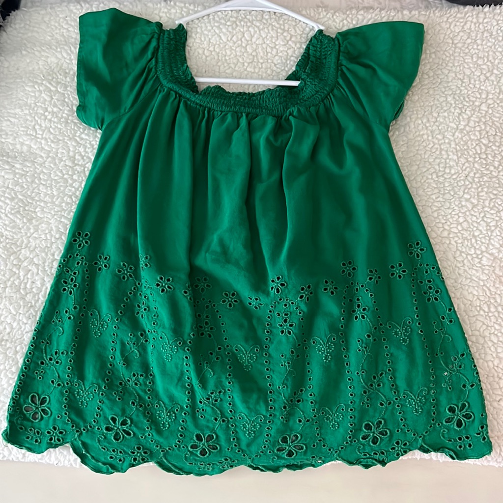 Green Eyelet Top